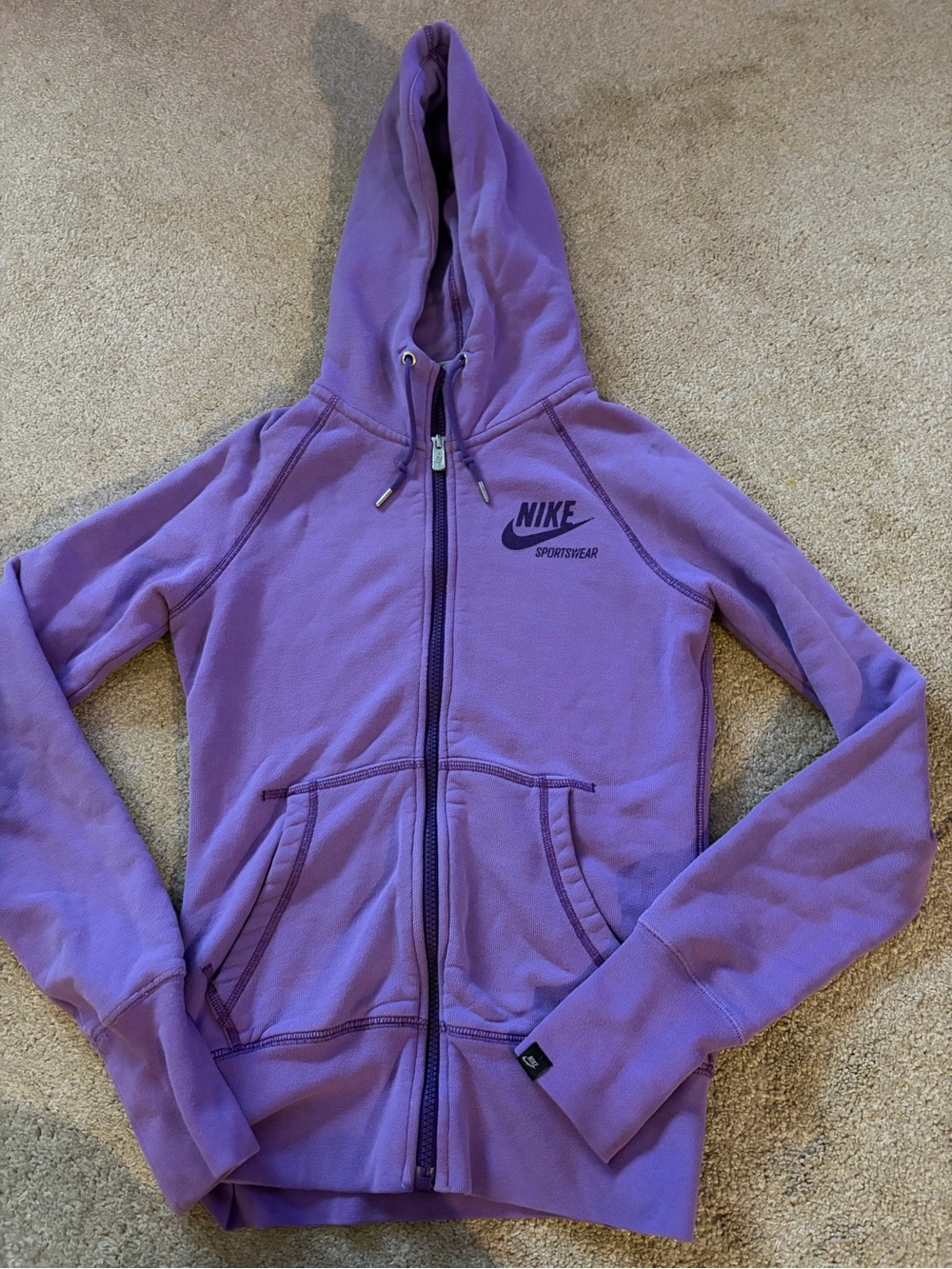 Nike Sportswear Full Zip Hoodie Purple Fleece Women's Size XS 375881-588